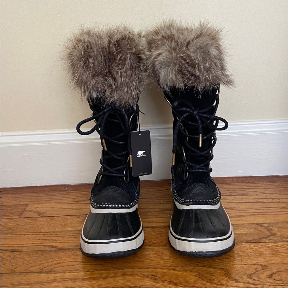 NWT Sorel Black Waterproof Winter Boots with Fur Trim - Picture 2 of 6